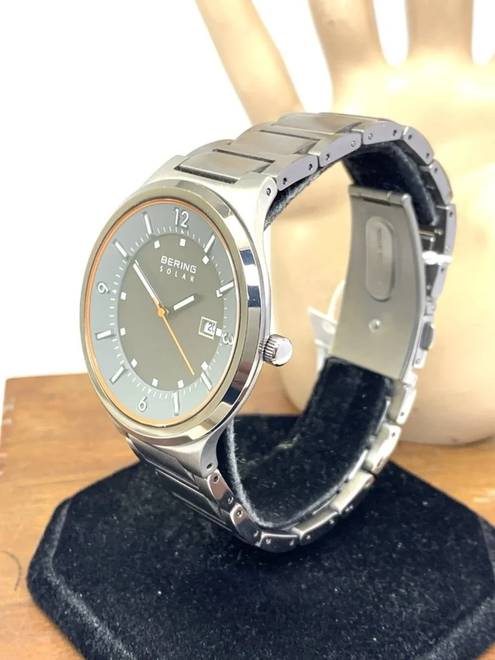 Bering Men's Watch 14442-777 Solar Gray Dial Date Silver Stainless Steel 42mm